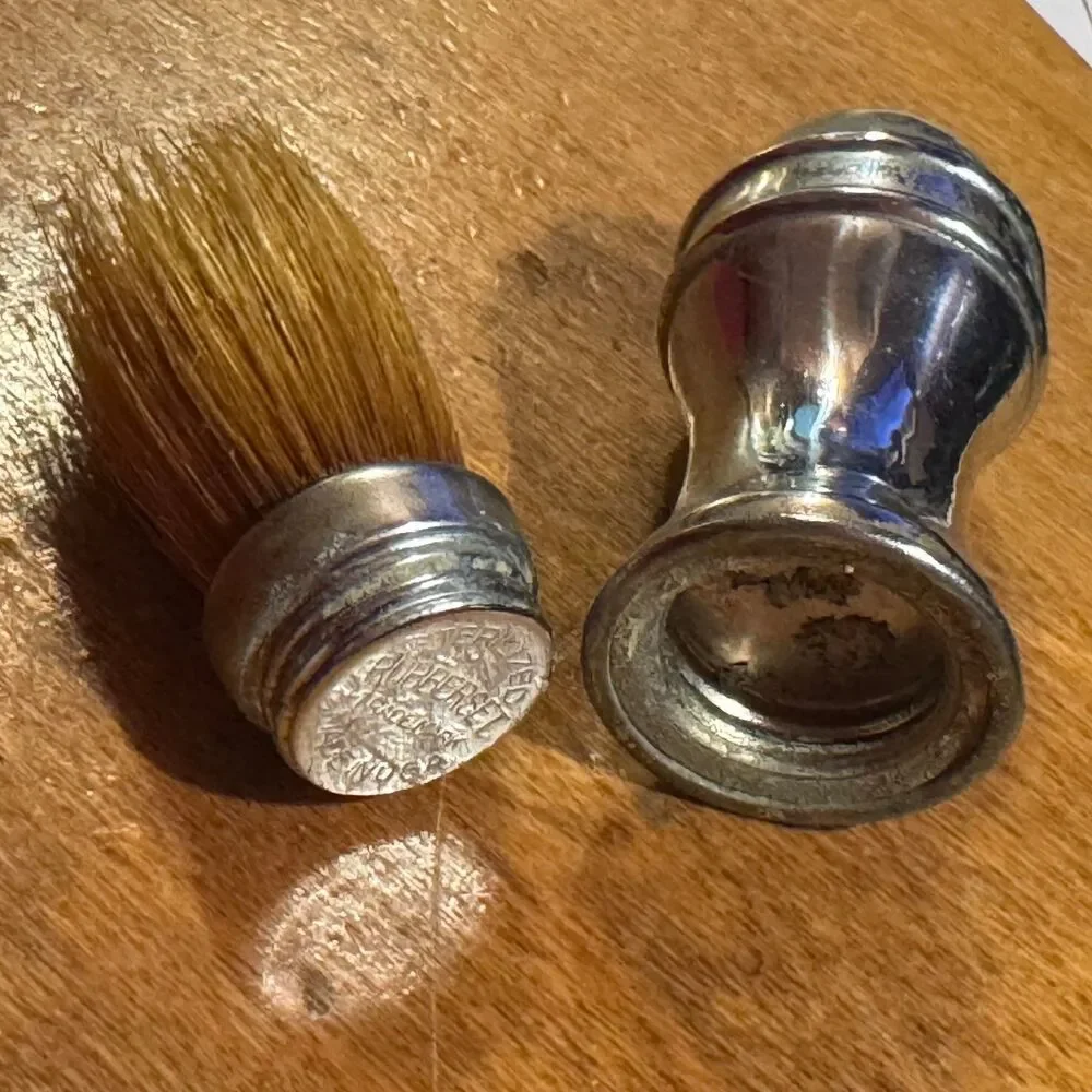 Vintage Rubberset Sterilized Metal Shaving Brush Antique Barber USA Grooming 4